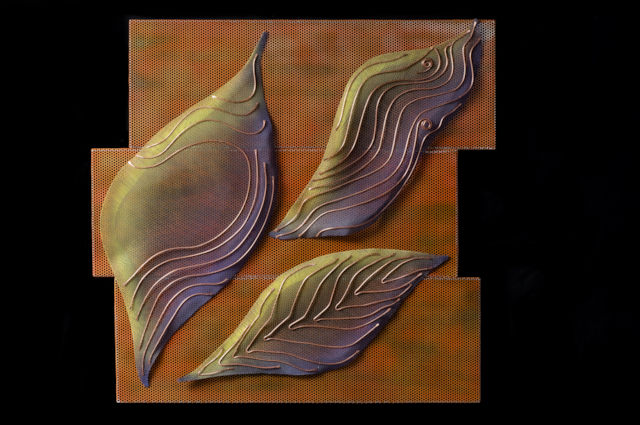 Wall Sculpture Three Leaf Panel